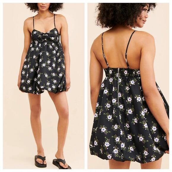 New free people womans in a bubble mini dress floral bubble hem size XL - Picture 1 of 13